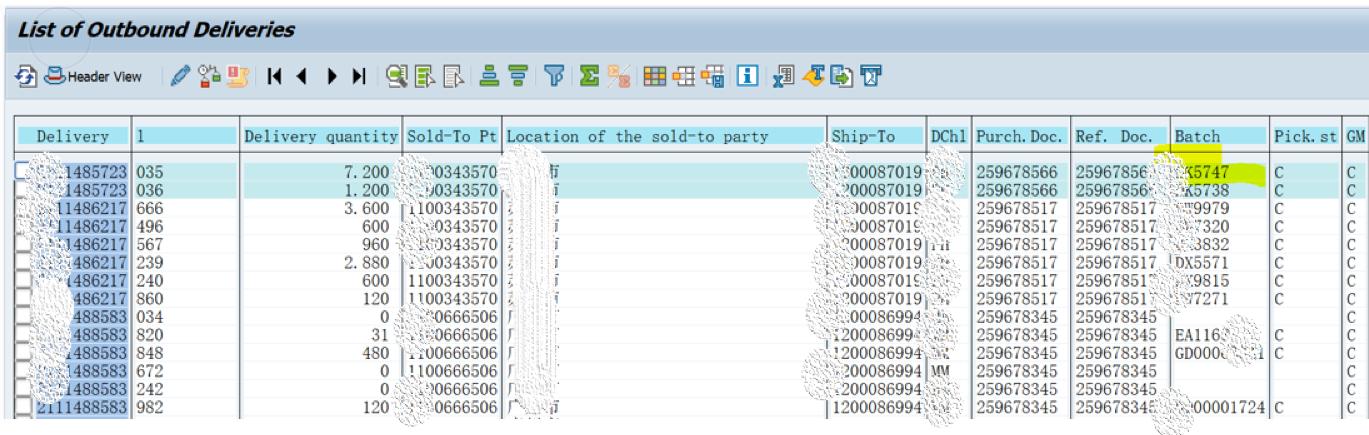 sap outbound delivery serial number table